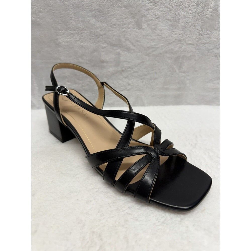 Journee Collection Shyla Black Strappy Block Heel Sandals Women’s Size 9.5 M